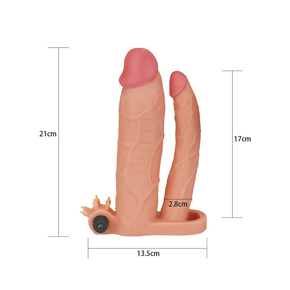 Lovetoy 3 Inch Vibrating Double Extender Flesh Pink